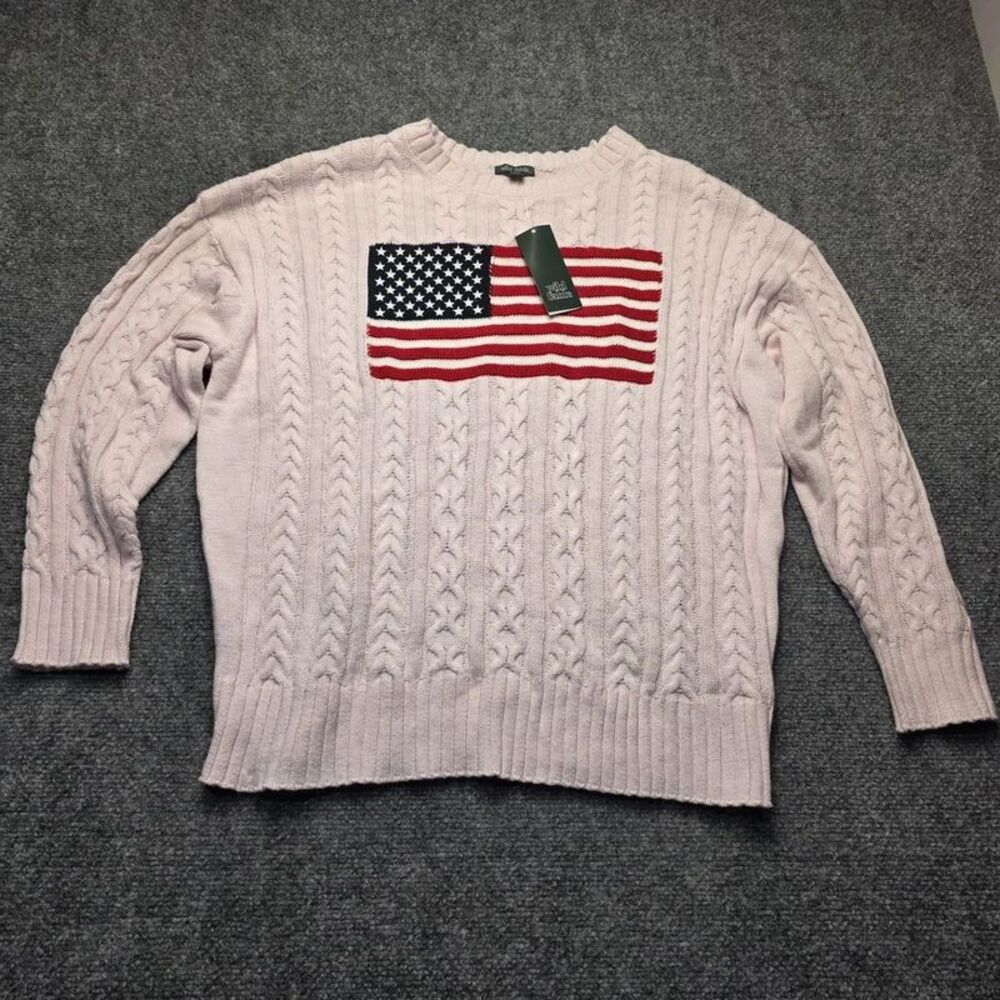 Wild Fable Women’s Cable Knit American Flag Sweater Pink